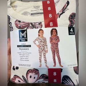 Girls Organic Cotton Pajama Set - Pink and Cream